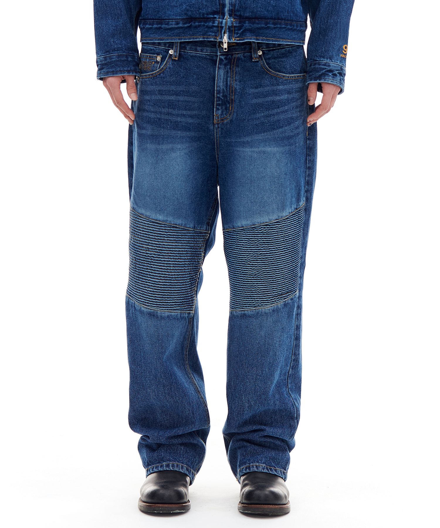 ◆ARCHIVE BOLD◆ BIKER DENIM PANTS BLUE AB24SPJN005BL MUSINSA | ARCHIVE BOLD BIKER DENIM PANTS (BLUE)