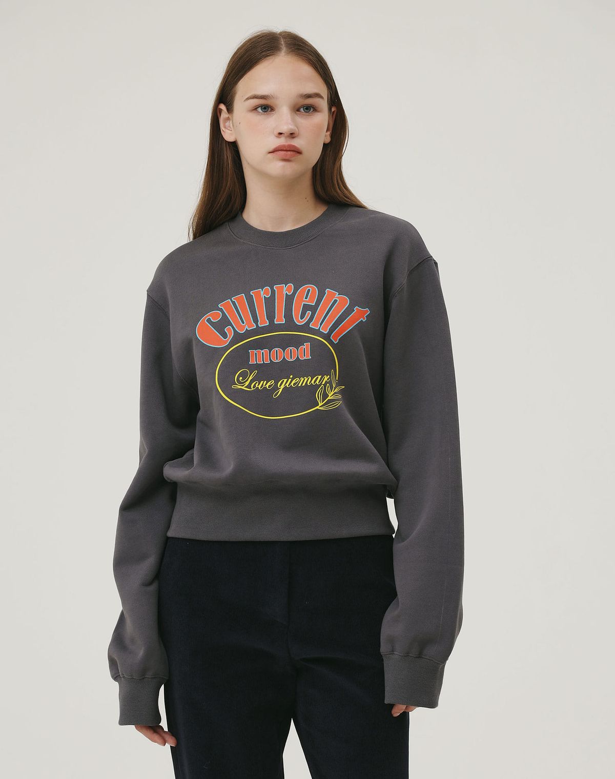 지에마르(GIEMAR) CURRENT MOOD CROP TEE CHARCOAL