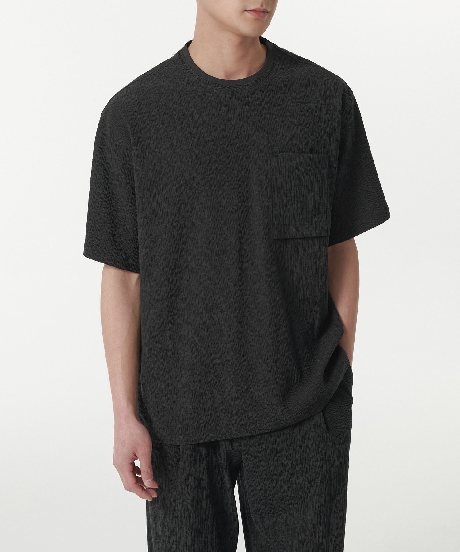 Tシャツ・カットソー *MUSINSA STANDARD* Crinkle Oversized Woven T-Shirt Dark Grey MUSINSA | MUSINSA STANDARD Crinkle Oversized Woven T-Shirt