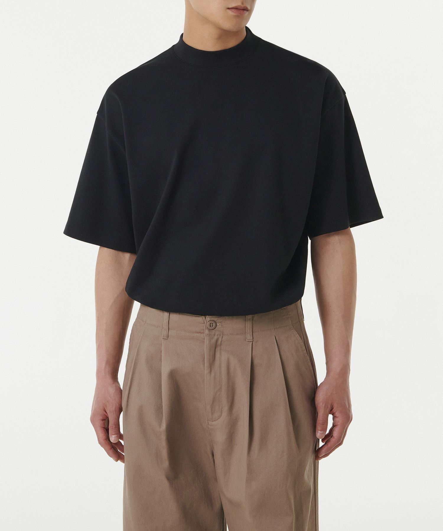 Tシャツ・カットソー *MUSINSA STANDARD* Oversized Mock Neck T-Shirt Grayish Beige MUSINSA | MUSINSA STANDARD Oversized Mock Neck T-Shirt