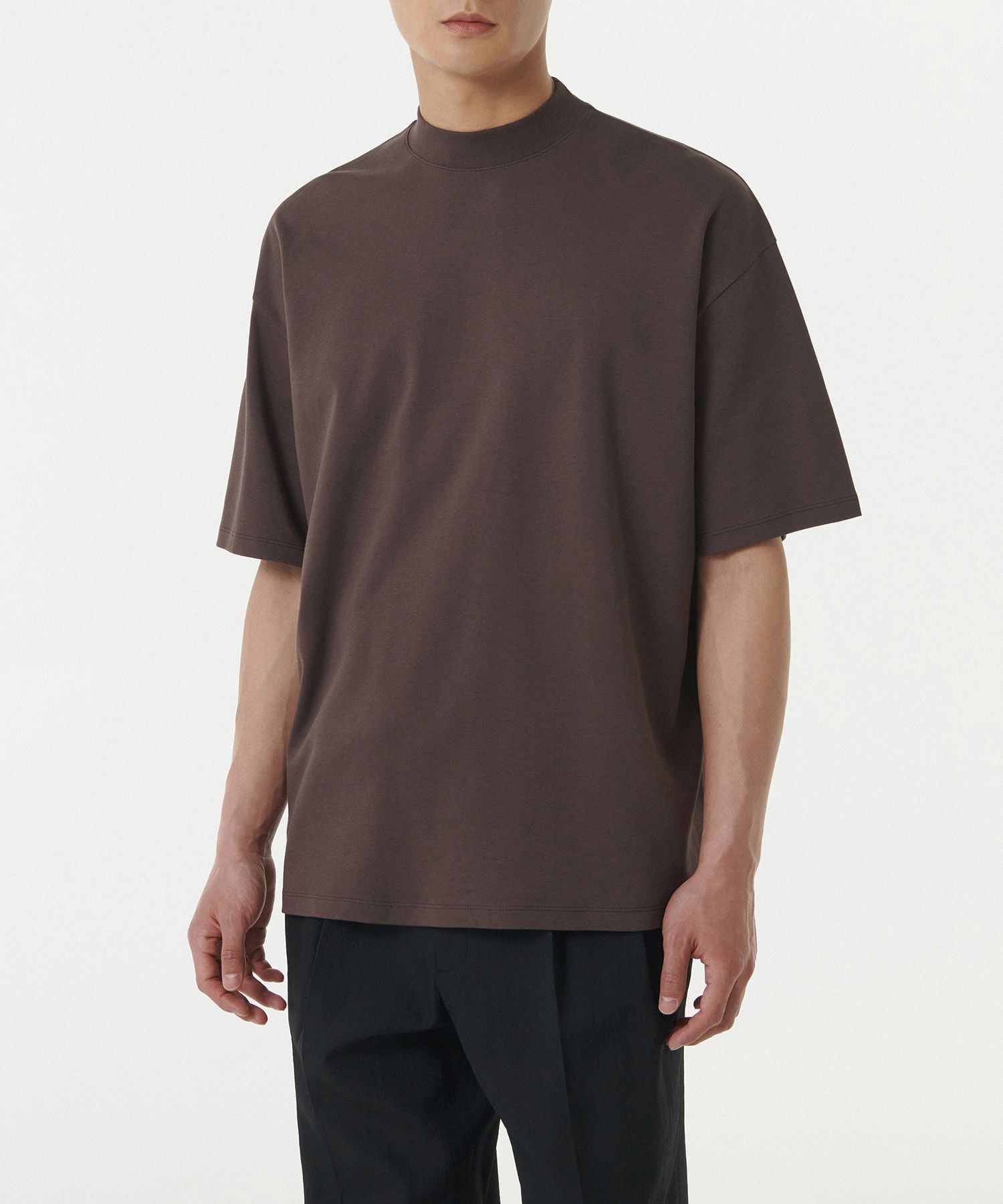 MUSINSA | MUSINSA STANDARD Oversized Mock Neck T-Shirt [Dark