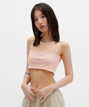 로고 자수 튜브탑 [코랄]