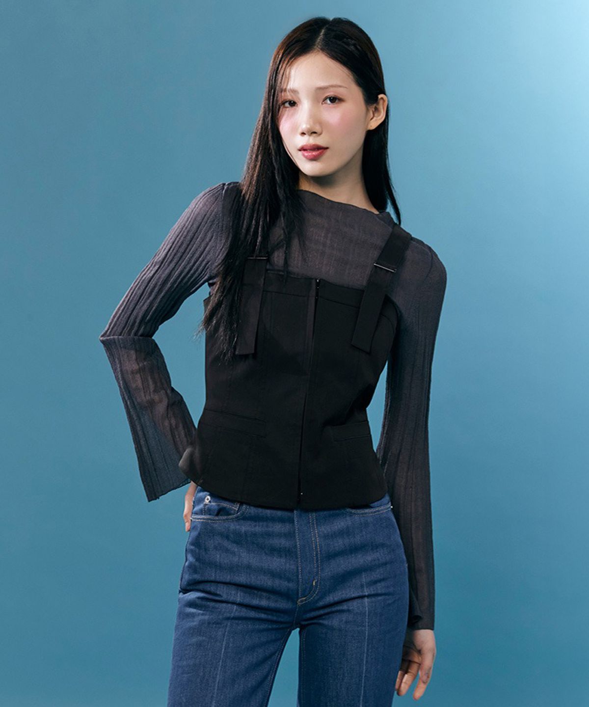 더엣지(THEATG) 개버딘 집업 베스트