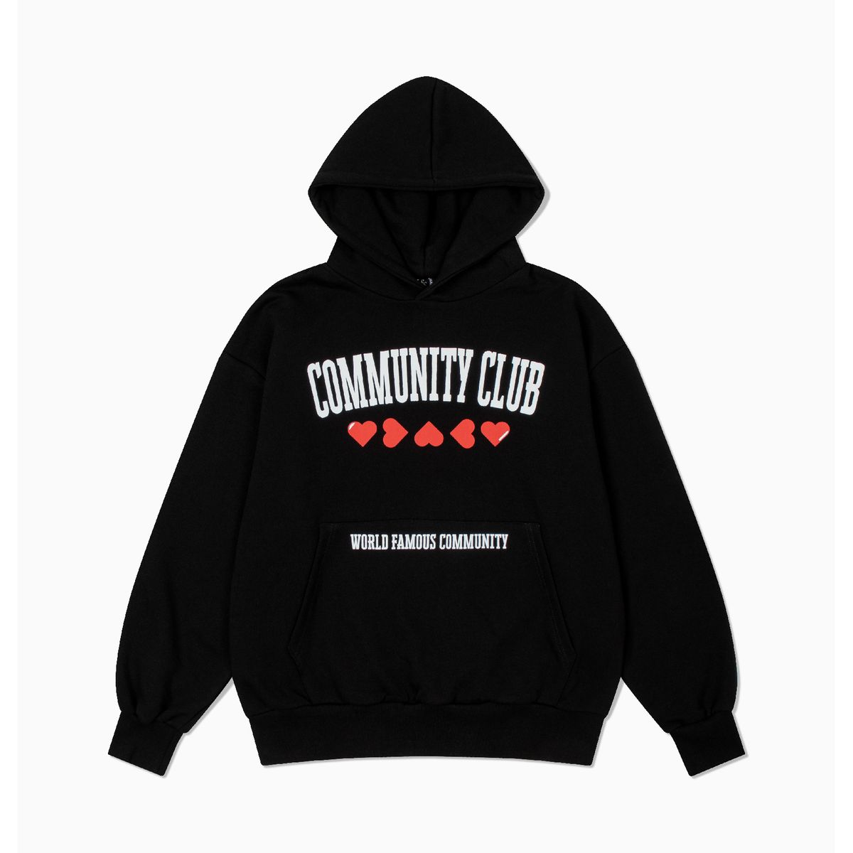 커뮤니티클럽(COMMUNITY CLUB) 컬리지 하트 후디 블랙