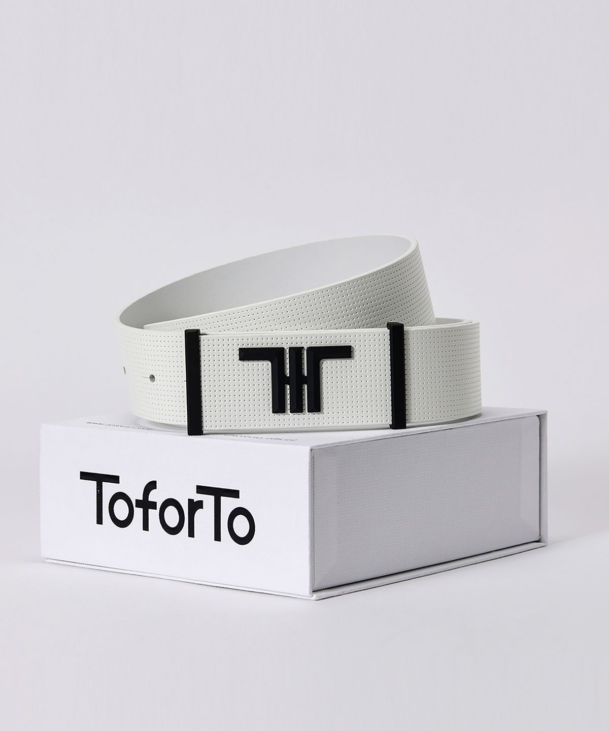 투포투(TOFORTO) 40MM 이탈리아 가죽 훅 벨트 -블랙&화이트