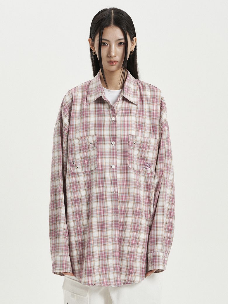 OVER CHECK SHIRT / PINK