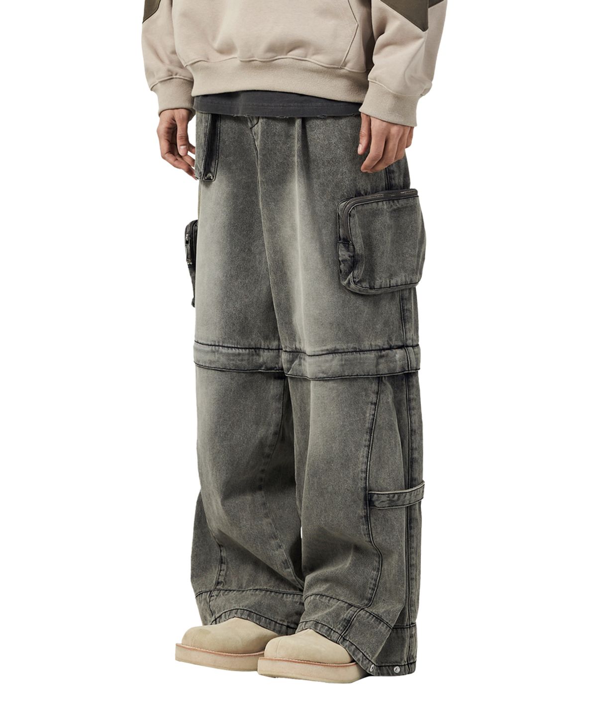빅유니온(BIG UNION) TWOWAY POCKET PANTS / BLACK DENIM
