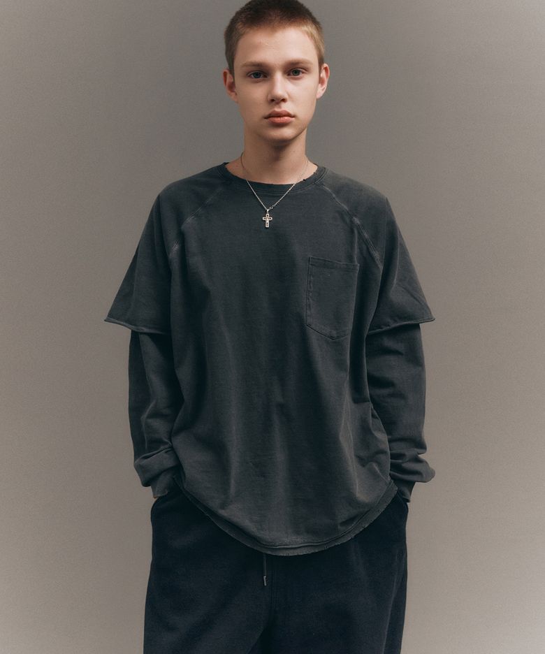 LAYERED PIGMENT T-SHIRTS / BLACK