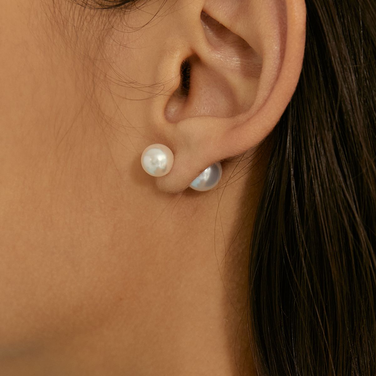 룬느(LUNNE) 14k 리버서블 8mm 진주 귀걸이 (14k골드) #LFE15