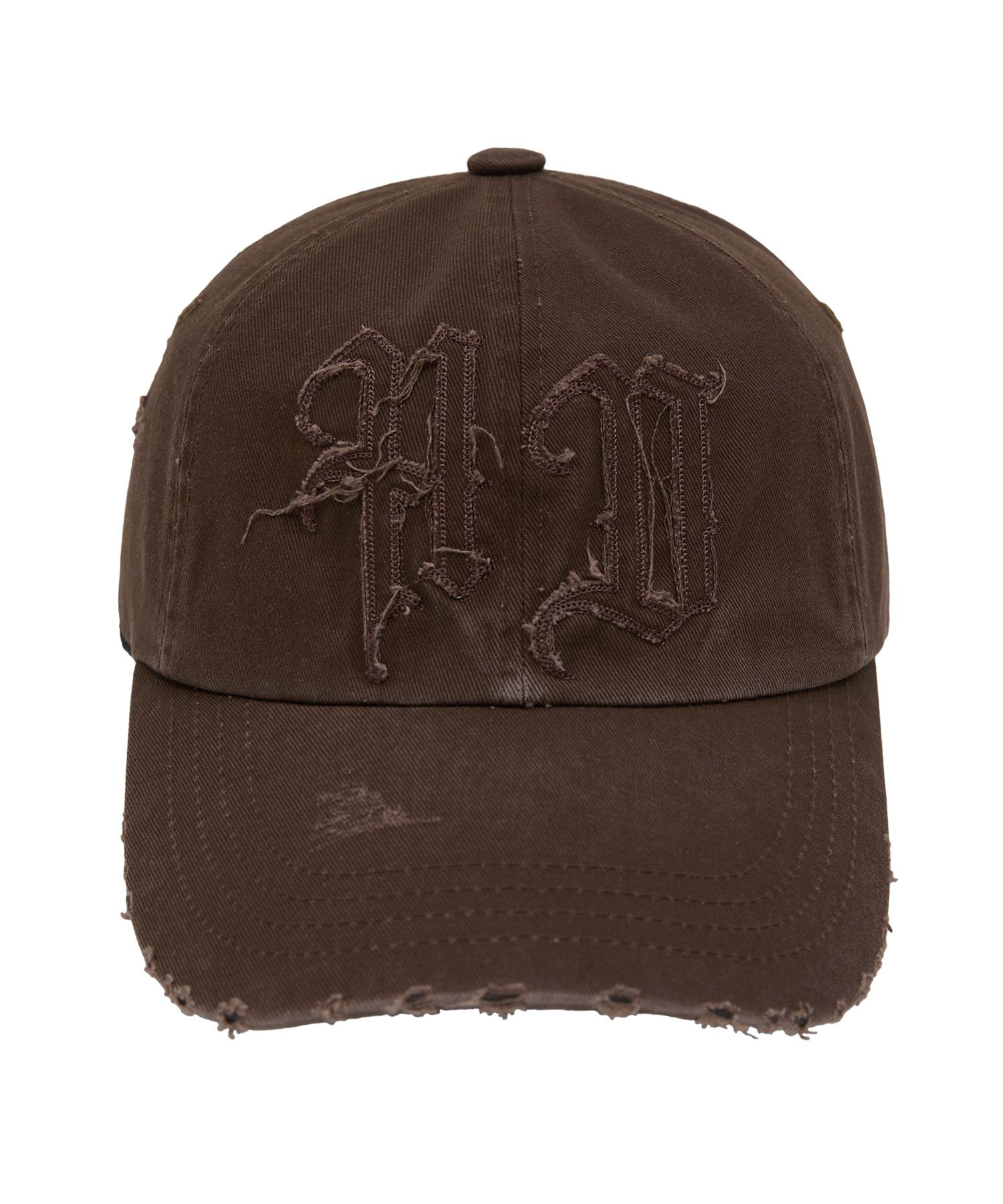 HD applique damage ball cap brown