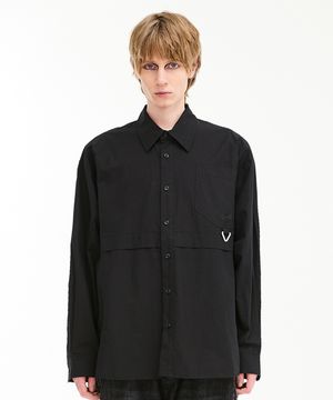 멀티 포켓 유틸리티 코튼 셔츠 블랙