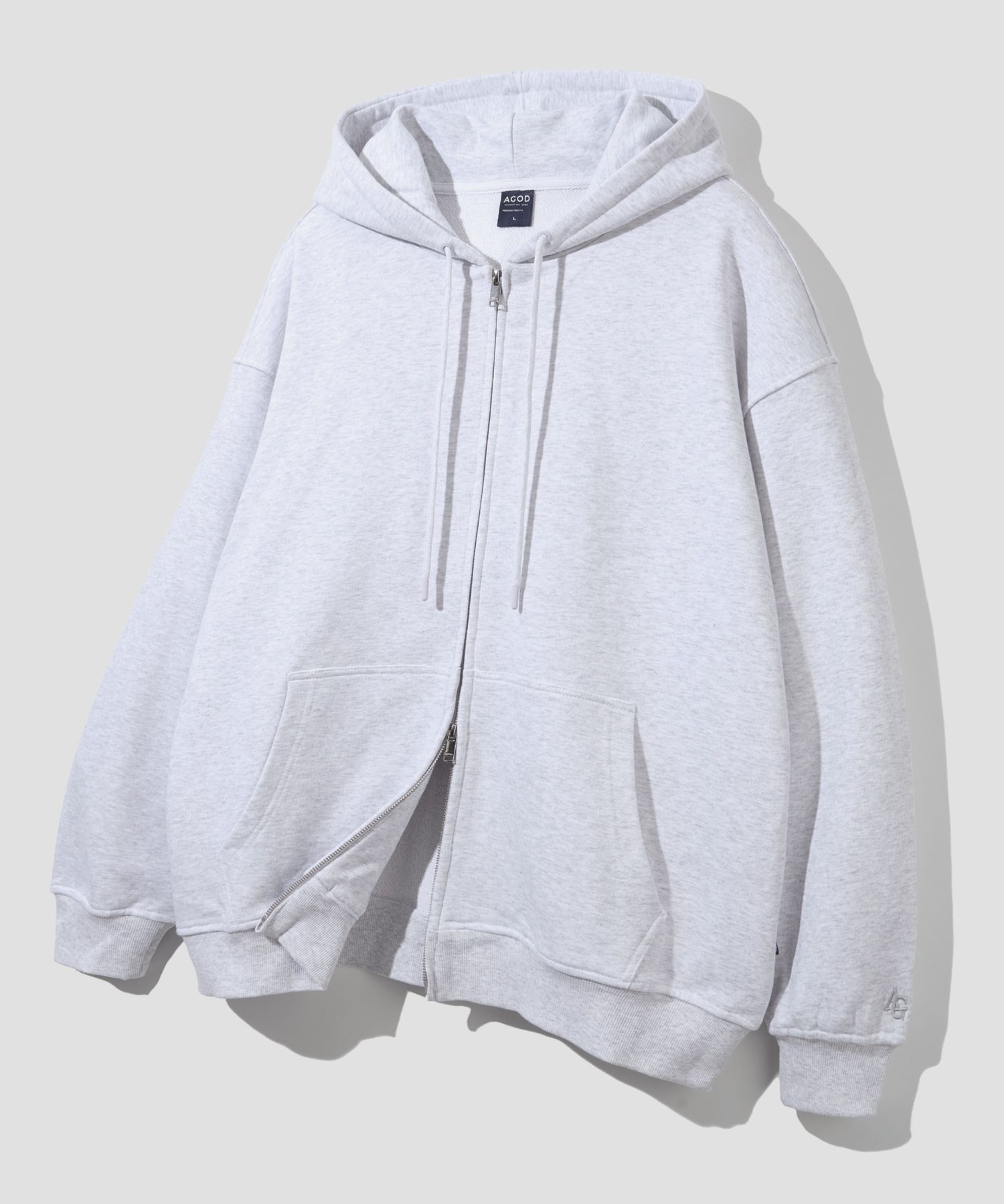 GILAARCHIVE ホワイト ジップアップフーディ MUSINSA MUSINSA | AGOD 2_WAY Sweat Hooded Zip-Up [White Melange]