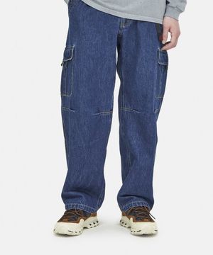 데님 루즈 카고 팬츠 Mid Indigo