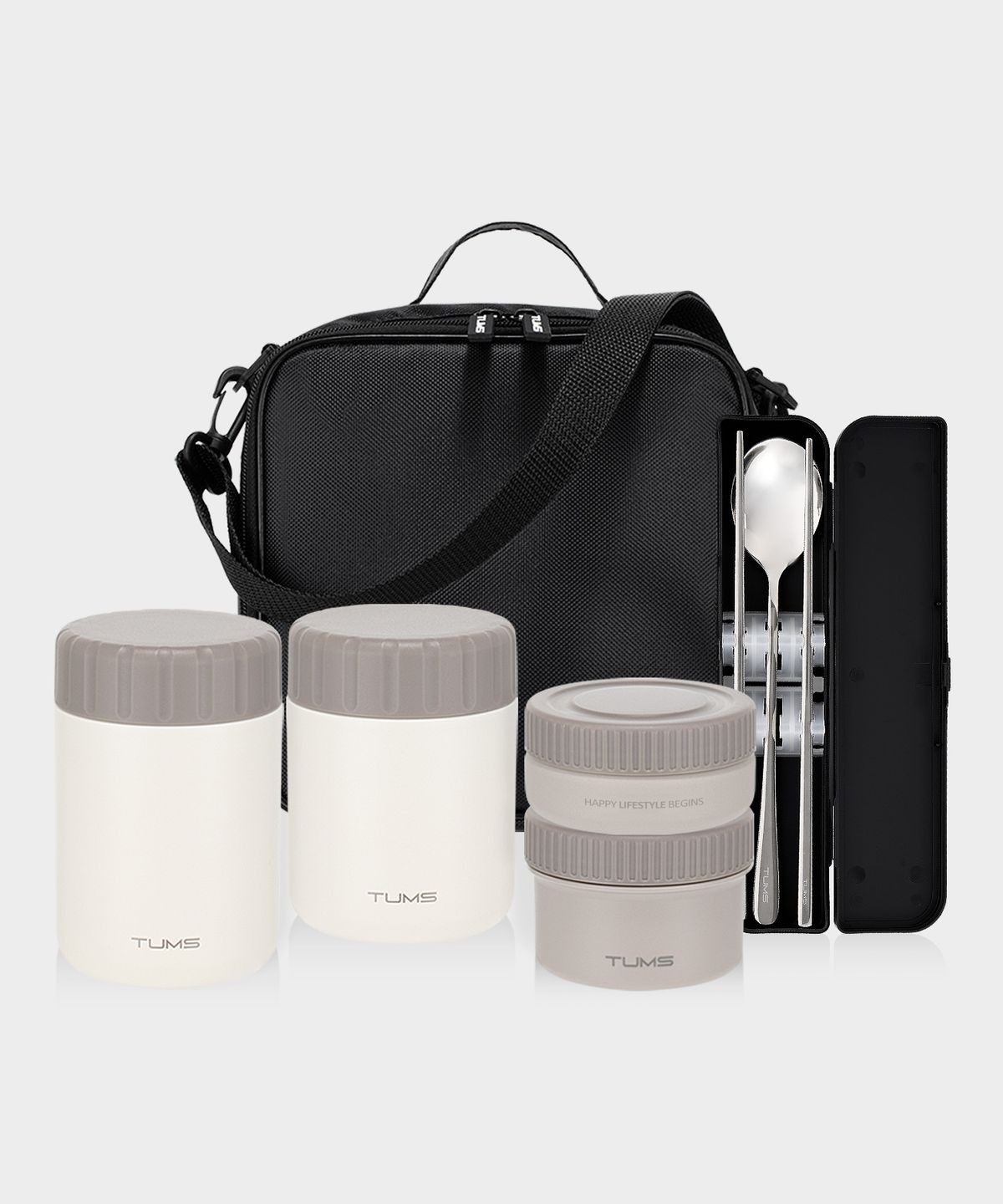 텀스(TUMS) 스텐+플라스틱 2in1 보온도시락 세트 6P (500+400+250+210ml+수저세트+가방)