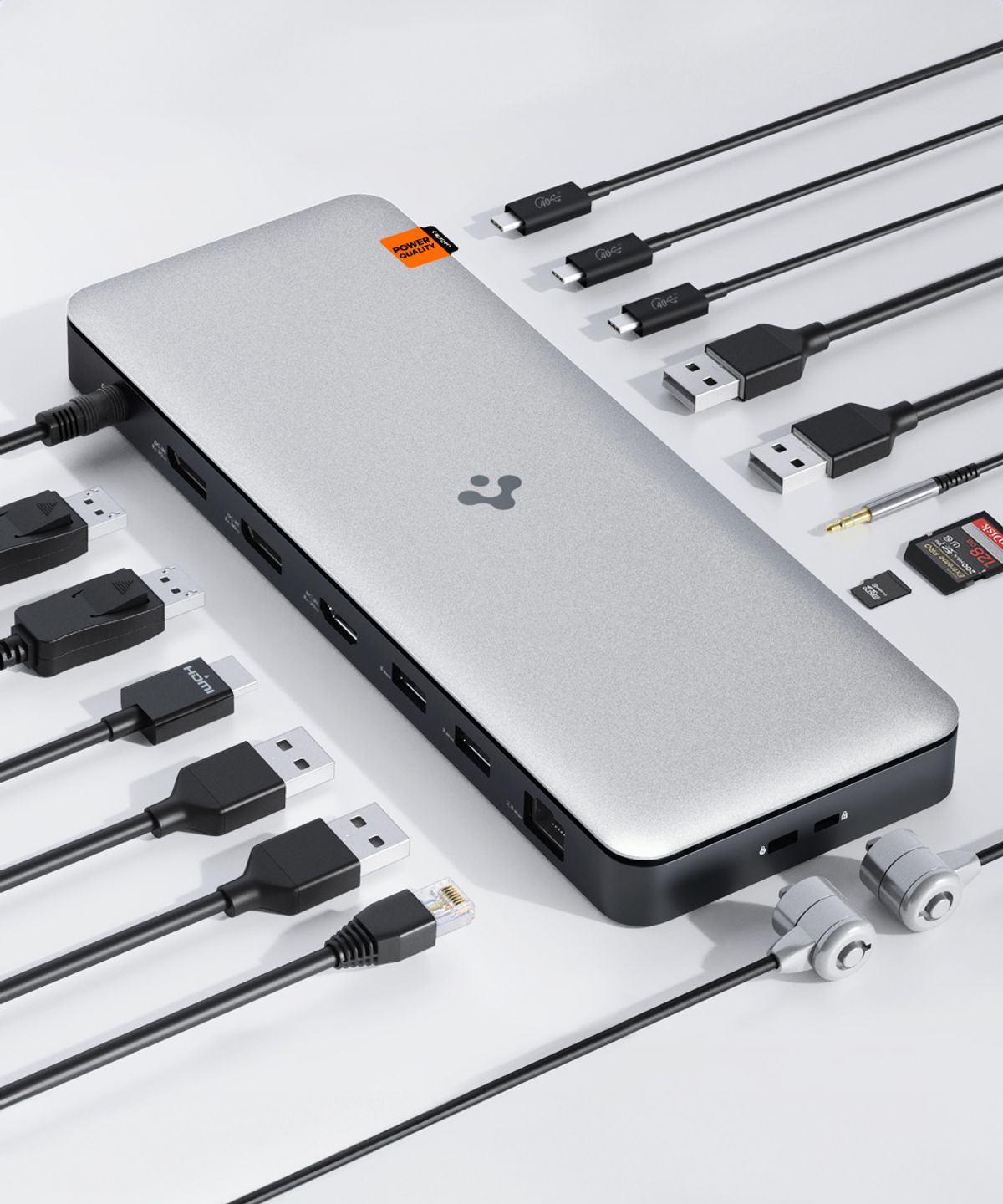 슈피겐(SPIGEN) USB4 썬더볼트4 8K 14in1 도킹스테이션 C타입 멀티 허브 PD2307