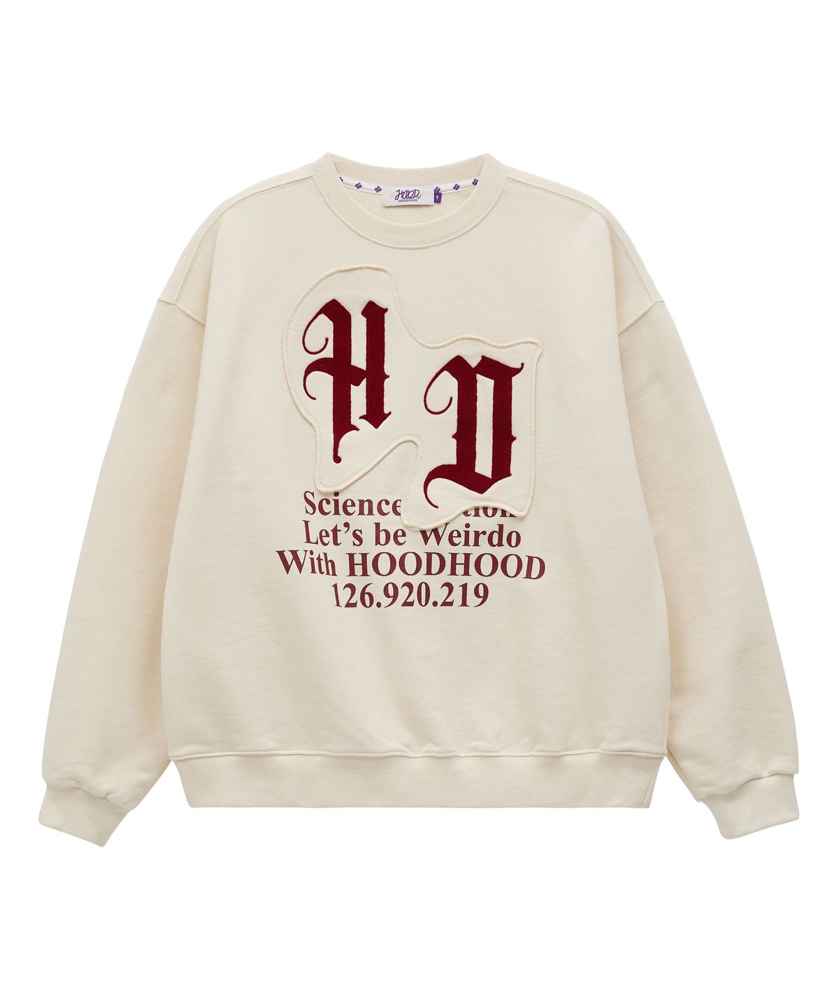 후드후드(HOODHOOD) 더블 패치 HD로고 맨투맨 아이보리