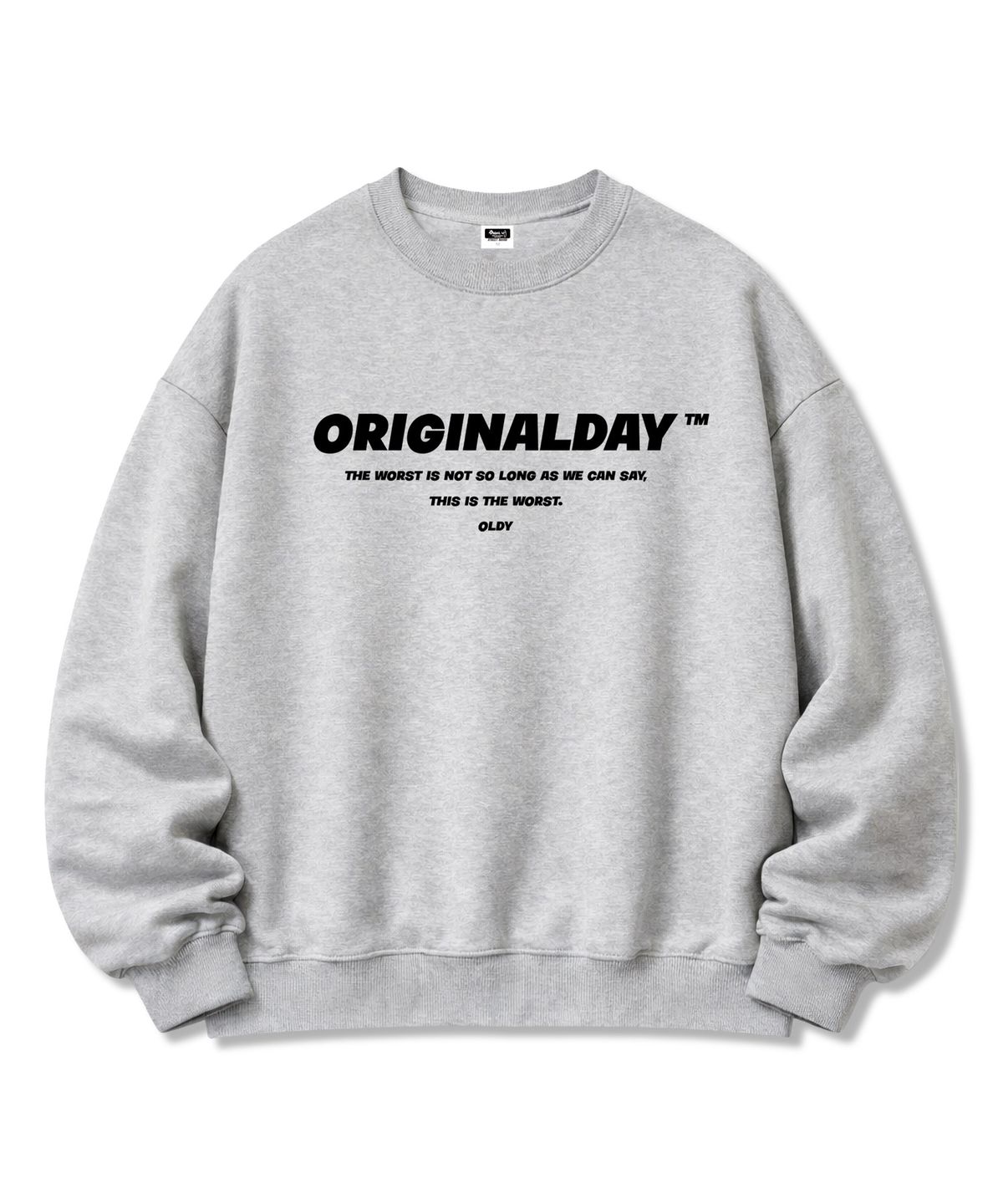 오리지널데이(ORIGINALDAY) 폰트댄버리 오버핏 쭈리 맨투맨 남녀공용 Grey