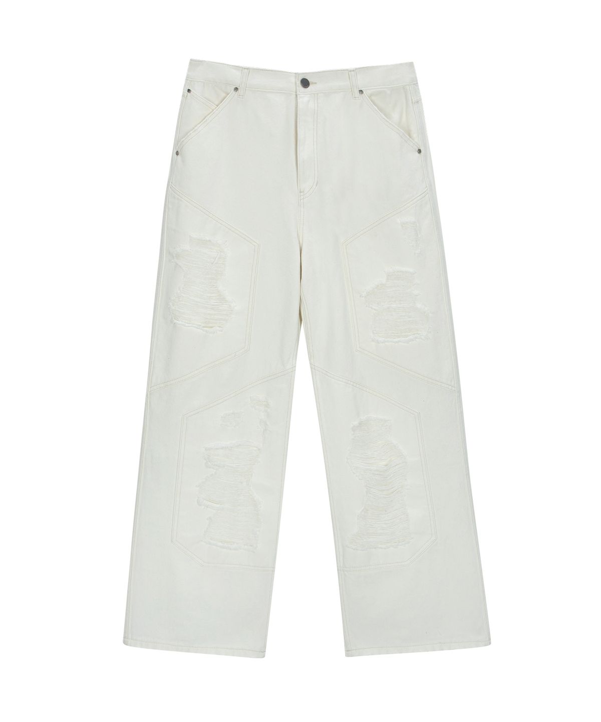 언지미크(UNGIMMICK) DESTROYED DENIM PANTS (WHITE)