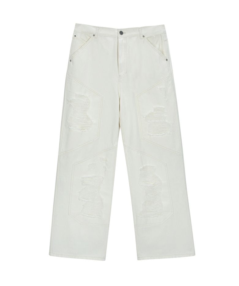 DESTROYED DENIM PANTS (WHITE)