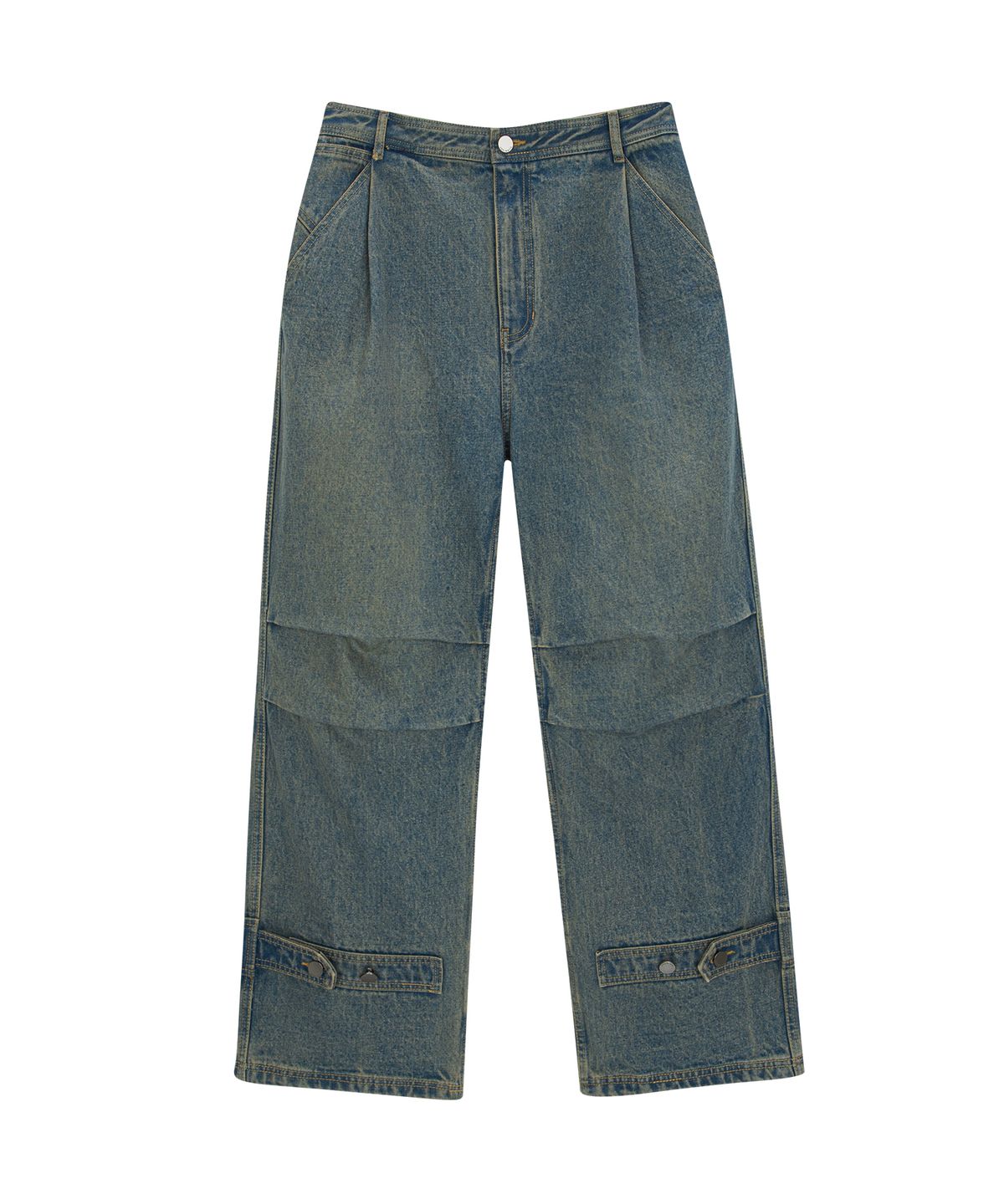 언지미크(UNGIMMICK) VINTAGE WASHED TUCK DENIM PANTS (SAND BLUE)