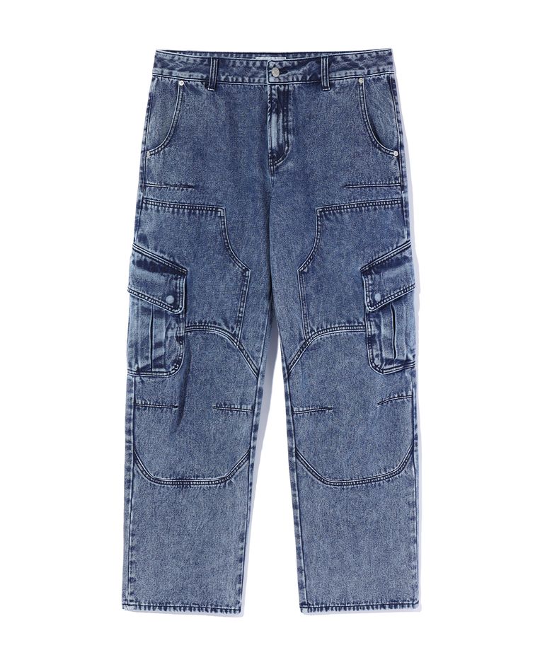 HALF DOUBLE KNEE POCKET DENIM PANTS MEDIUM INDIGO