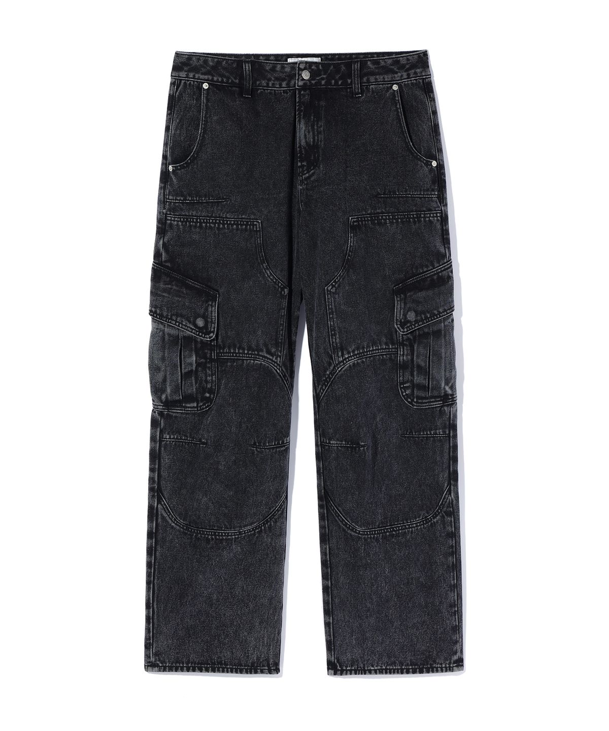 크리틱(CRITIC) HALF DOUBLE KNEE POCKET DENIM PANTS BLACK