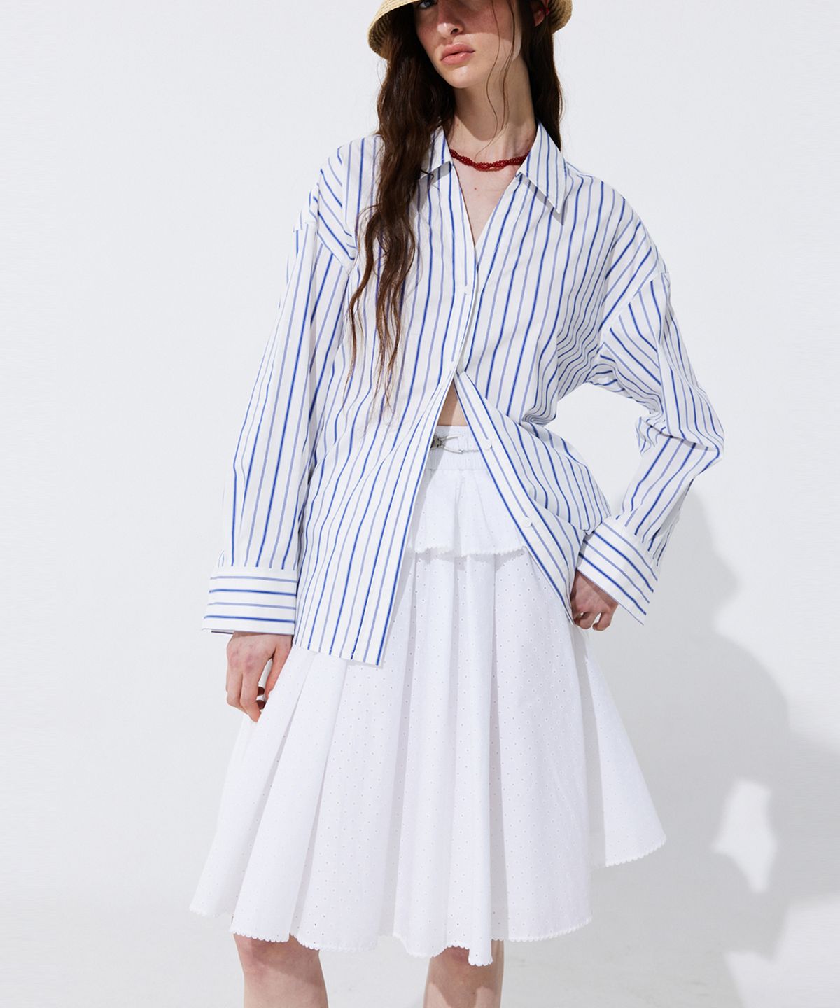 분더캄머(WNDERKAMMER) Eyelet Punching Banding Skirt_White (아일렛 펀칭 밴딩 스커트_화이트)