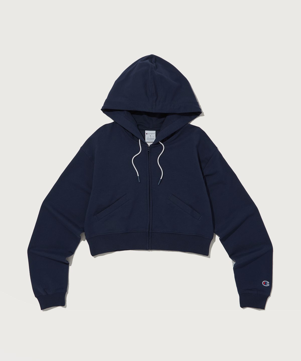 챔피온(CHAMPION) 여성 프렌치테리 크롭 풀집업 후드 티셔츠 Normal Navy