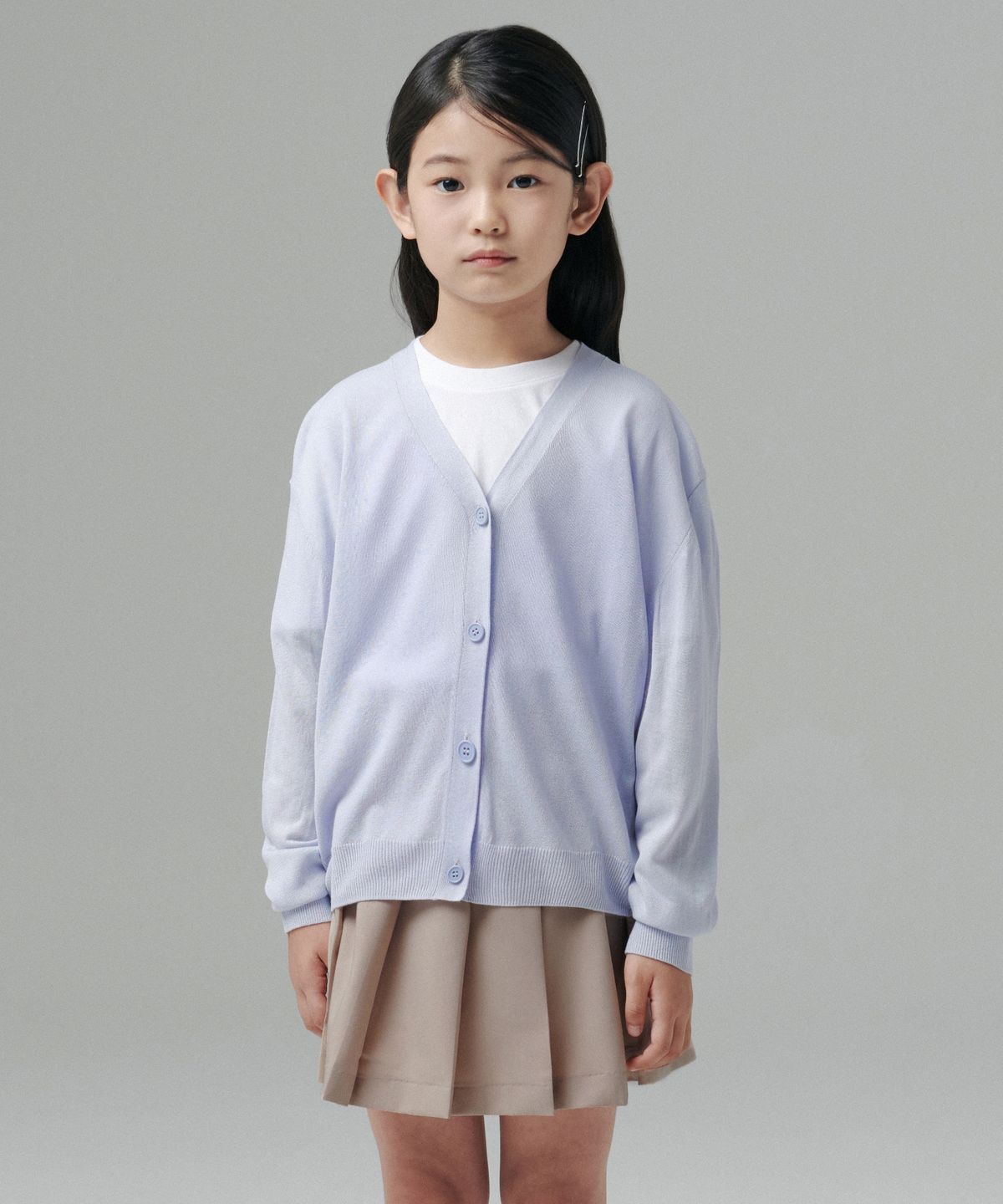 무신사 스탠다드 키즈(MUSINSA STANDARD KIDS) 오버사이즈 플레인 가디건 [파스텔 블루]