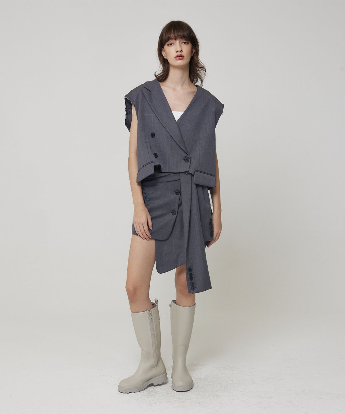 므아므(MMAM) Blazer crop layered cover-up