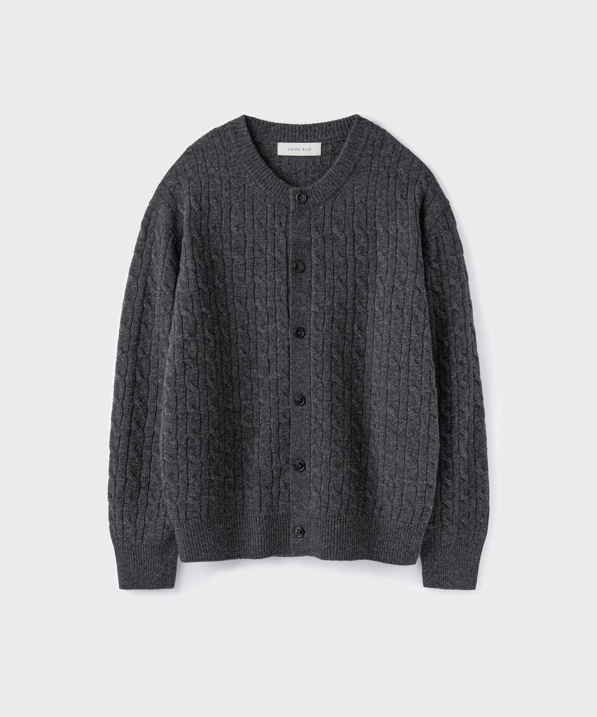 유니온블루(UNION BLUE) CABLE WOOL CROP CARDIGAN [CHARCOAL]