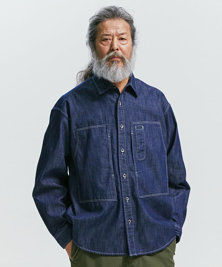 DENIM CARPENTER POCKET WORK SHIRT _ BLUE