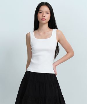 우먼즈 스퀘어 넥 탱크 탑 [화이트]