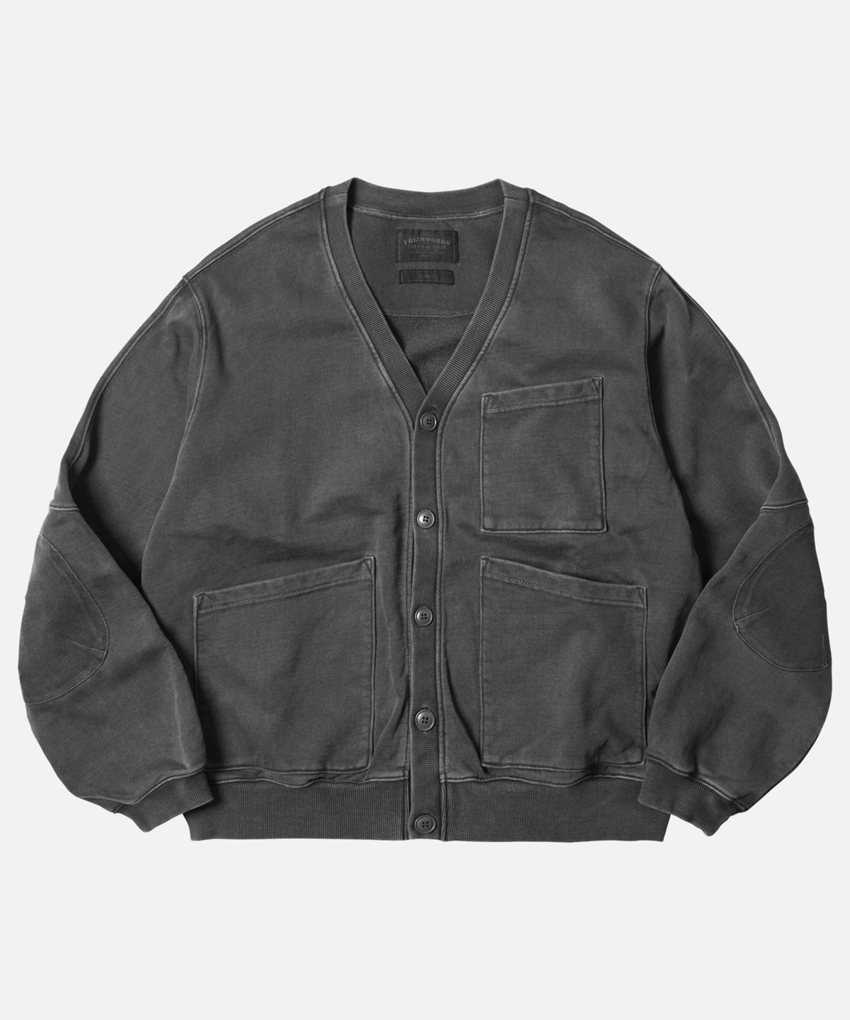 프리즘웍스(FRIZMWORKS) PIGMENT DYEING HEAVYWEIGHT CARDIGAN _ CHARCOAL
