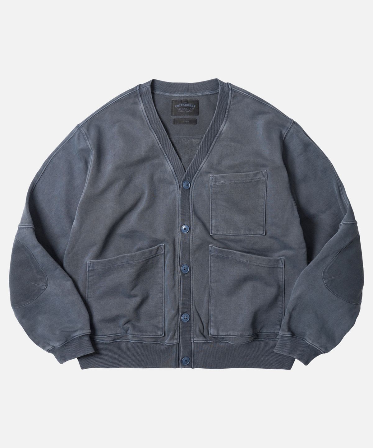 프리즘웍스(FRIZMWORKS) PIGMENT DYEING HEAVYWEIGHT CARDIGAN _ NAVY