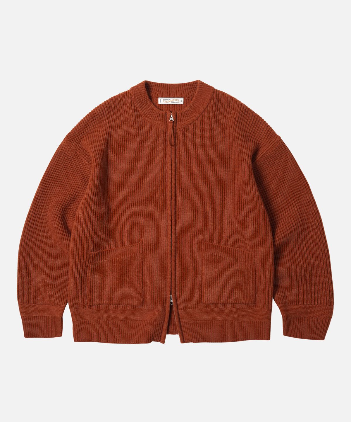 프리즘웍스(FRIZMWORKS) WOOL DECK ZIP UP CARDIGAN _ BRICK