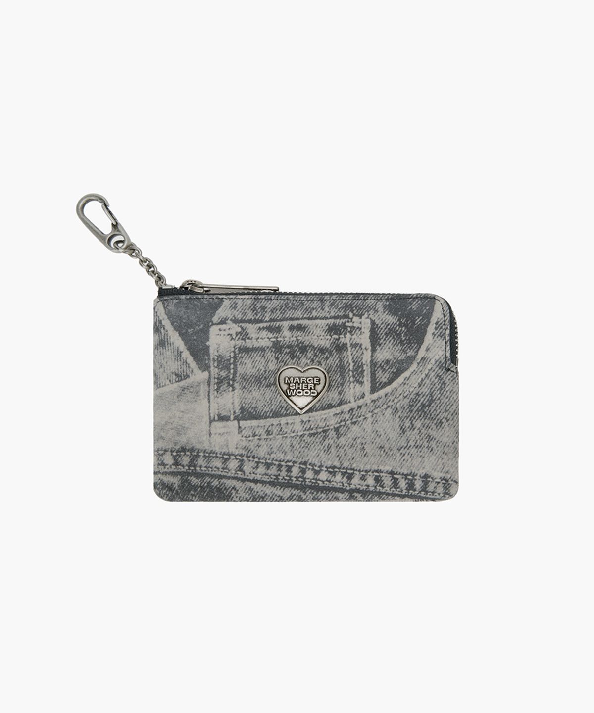 마지셔우드(MARGESHERWOOD) HEART ZIPPER WALLET_SILVER LOGO_suede_5colors