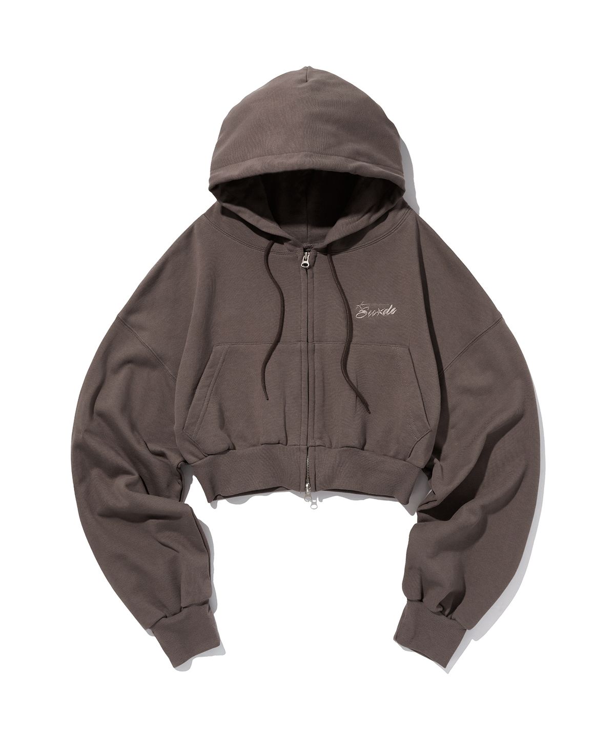 스웨이드(SUADE) CROP HOOD ZIP UP [MOCHA BROWN]