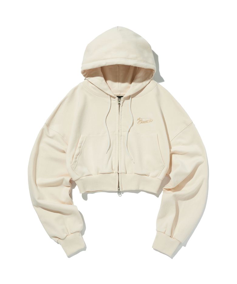 CROP HOOD ZIP UP [IVORY]