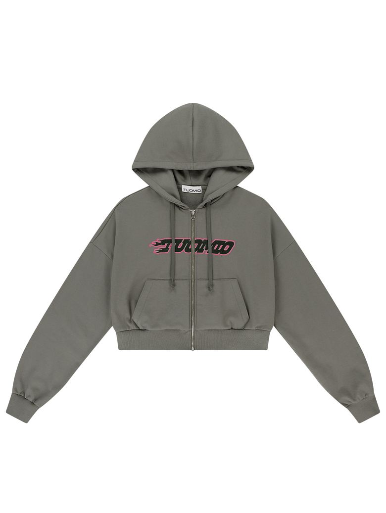 GRAPHIC HOOD ZIP-UP [KHAKI]