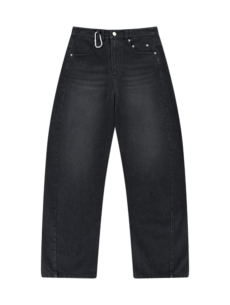 CURVED LINE DENIM PANTS [BLACK]