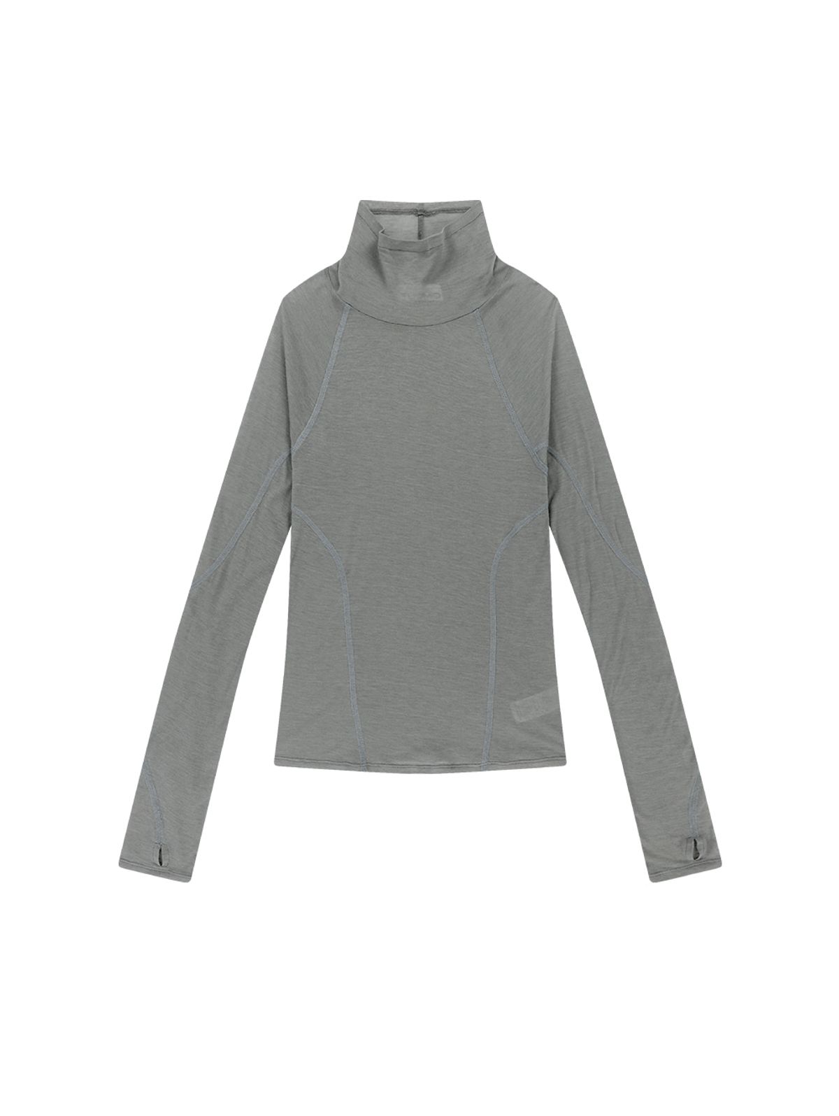 뚜오미오(TUOMIO) SHEER MOCK NECK TOP [GREY]