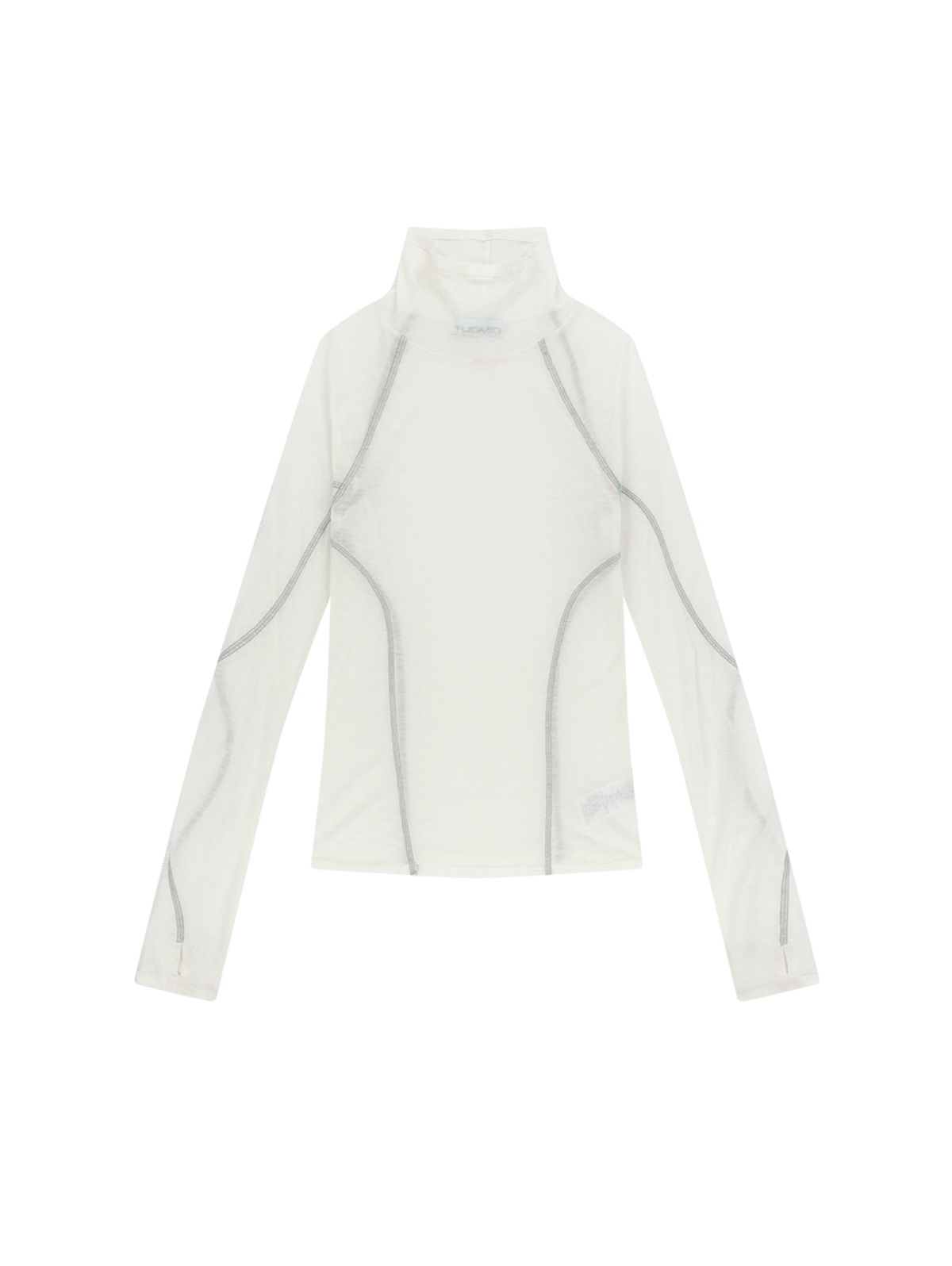 뚜오미오(TUOMIO) SHEER MOCK NECK TOP [IVORY]
