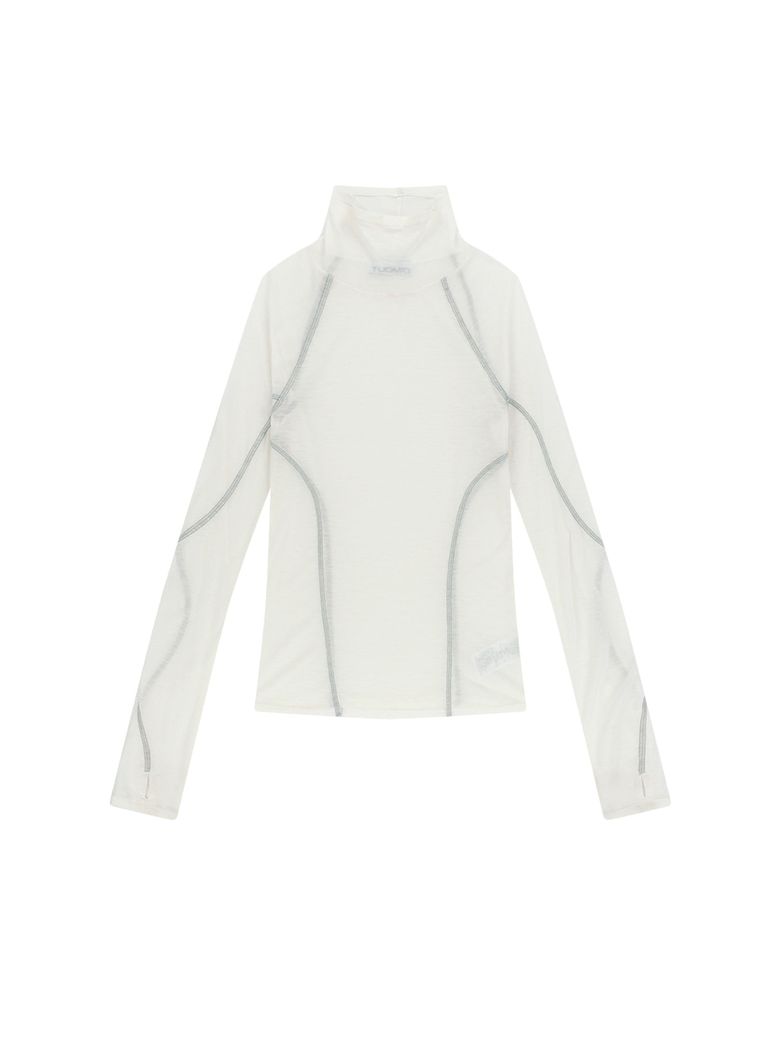 SHEER MOCK NECK TOP [IVORY]