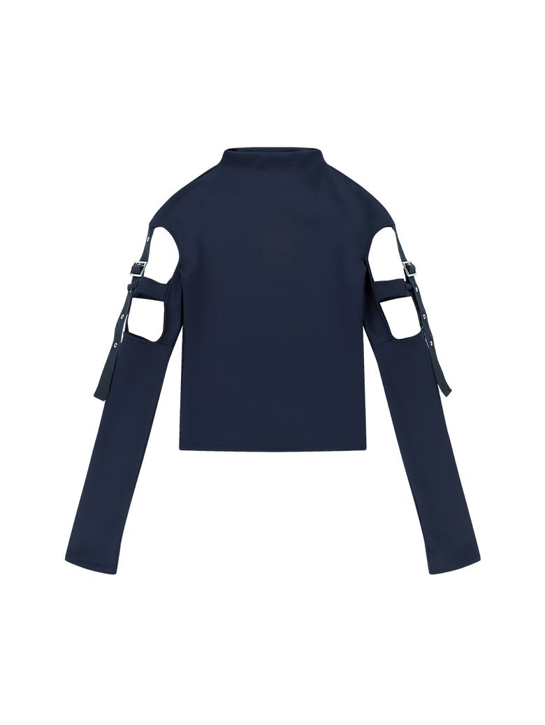 CUT OUT BELTED TOP [NAVY]