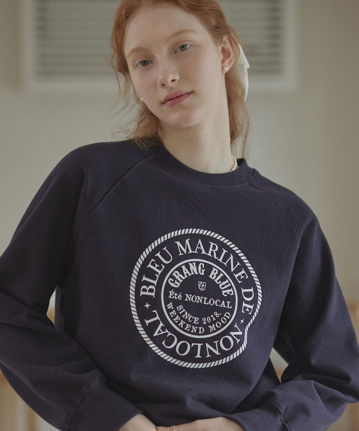 논로컬(NONLOCAL) Marine Rope Sweatshirt - Navy