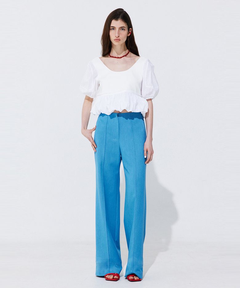 Pintuck Straight Trousers_Light Blue (핀턱 스트레이트 트라우져_라이트 블루)