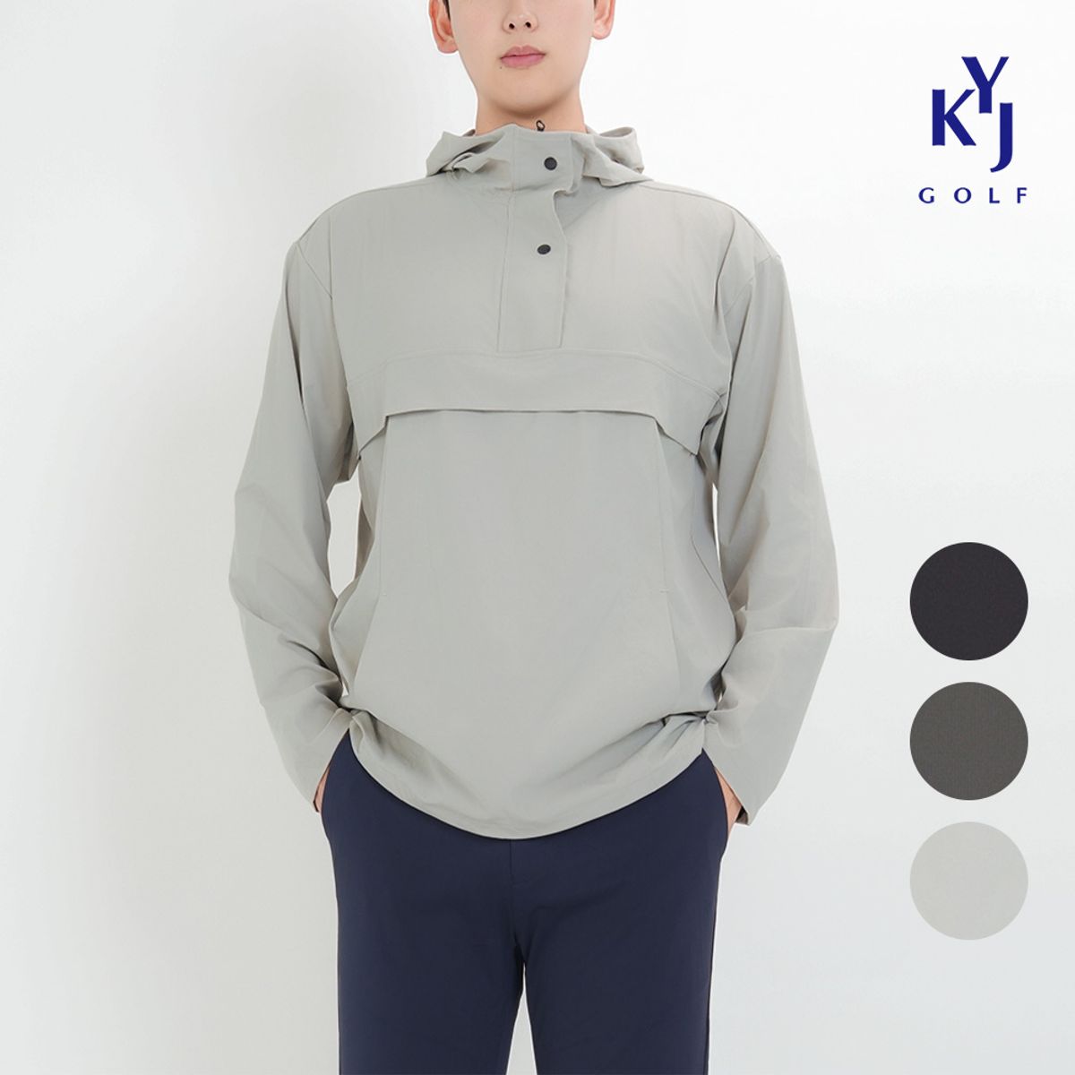 김영주 골프(KIM YOUNG JOO GOLF) 남성 후디 윈드컷 우븐 스판 골프 아노락 후드점퍼 KOSMJP01