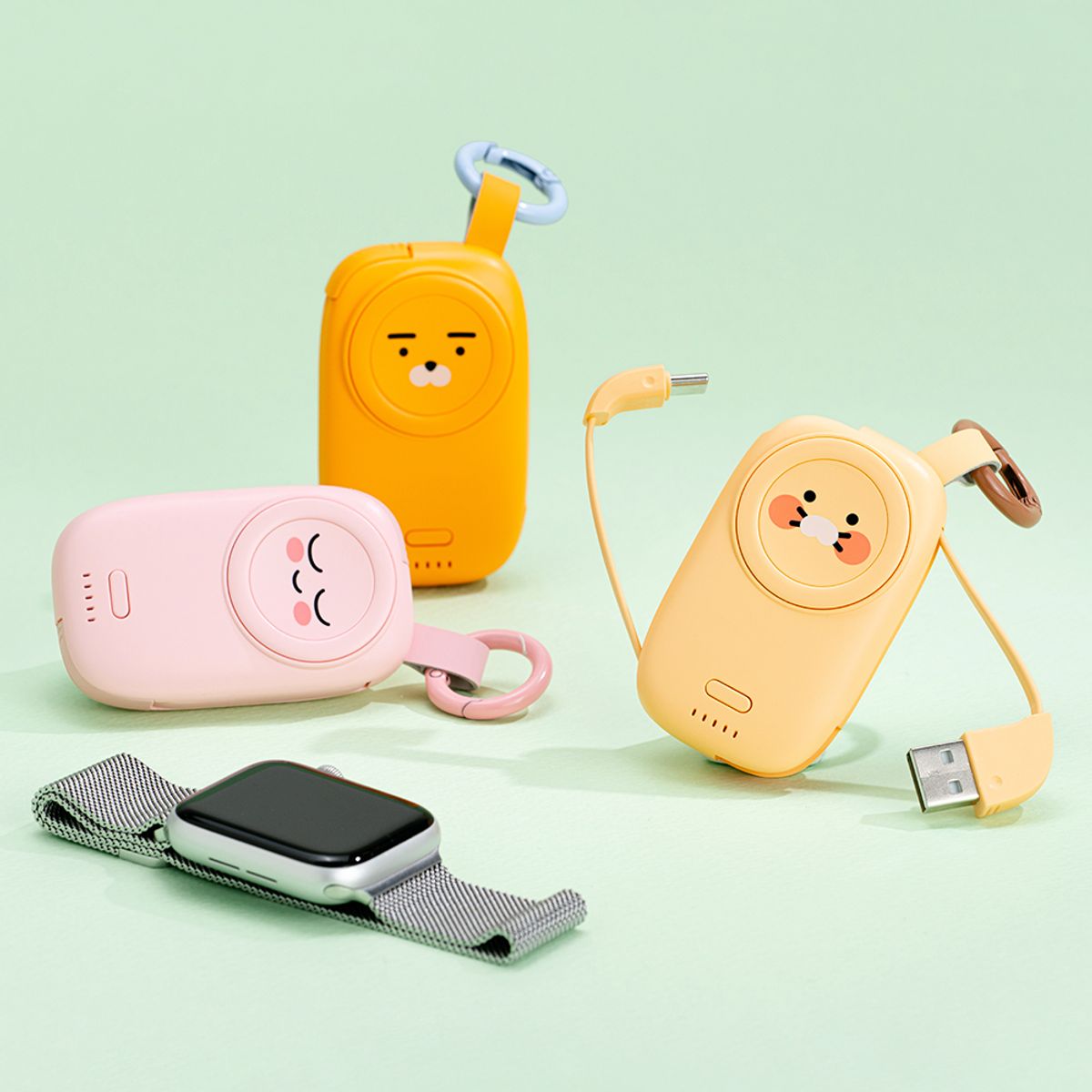 카카오프렌즈 파트너(KAKAOFRIENDS PARTNERS) 애플워치톡 케이블형 무선충전 보조배터리 1200mAh