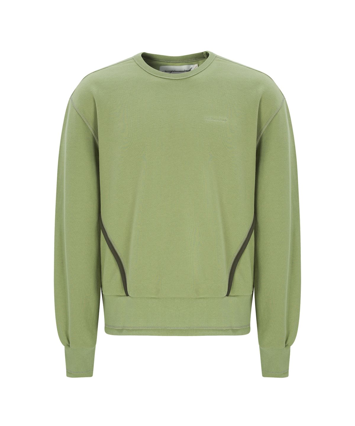 언지미크(UNGIMMICK) DIAGONAL SEAM PIPING SWEATSHIRT (GREEN)